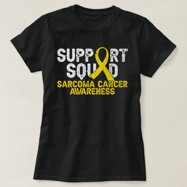 Camiseta Suporte Esquadrão Sarcoma Cancer Sensibilização Ri (Frente do Design)