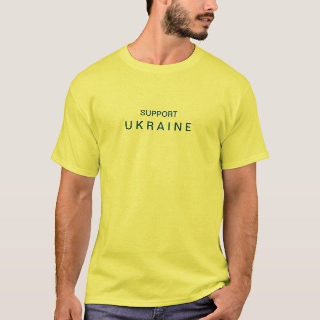 Camiseta Suporte para Ucrânia amarelo (Frente)
