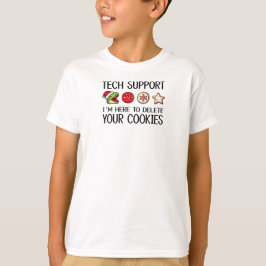 Camiseta Suporte Técnico de Natal de Dinossauro Estou Aqui