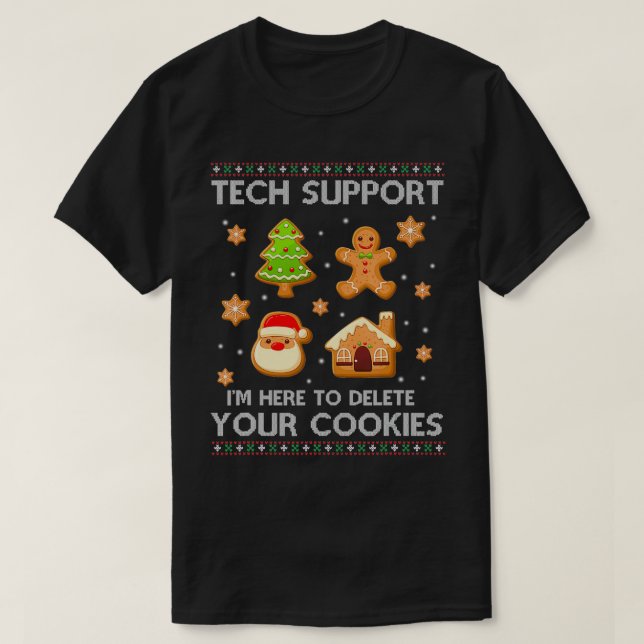 Camiseta Suporte técnico Exclua seus cookies cozinhando no  (Frente do Design)