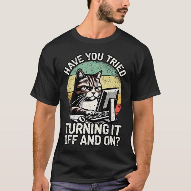 Camiseta Suporte técnico Humor I Cat Tech Engenheiro I Comp (Frente)