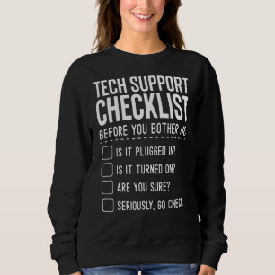 Camiseta Suporte técnico Lista de verificação Suporte técni