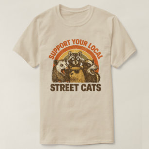 Camiseta Suporte Vintage Gatos de Rua Locais ,Guaxinim Poss