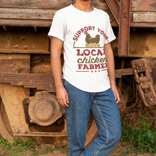 Camiseta Suportem a Fazenda local de frangos de cozinha (Criador carregado)