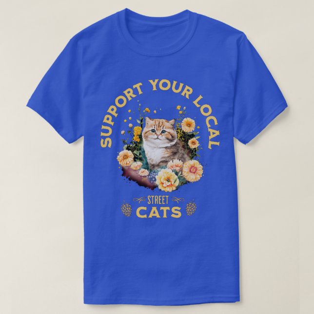 Camiseta Suportem os gatos de rua locais 2 (Frente do Design)