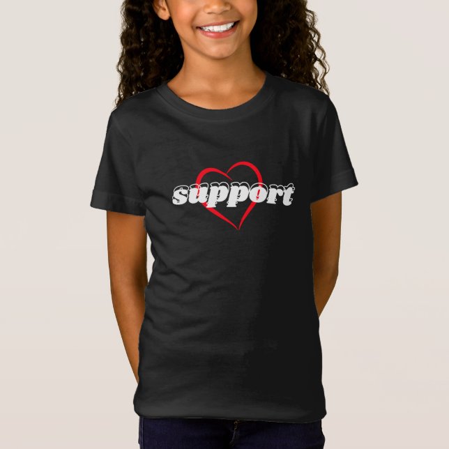 Camiseta Support Heart Design – Red Love Symbol with Bold  (Frente)