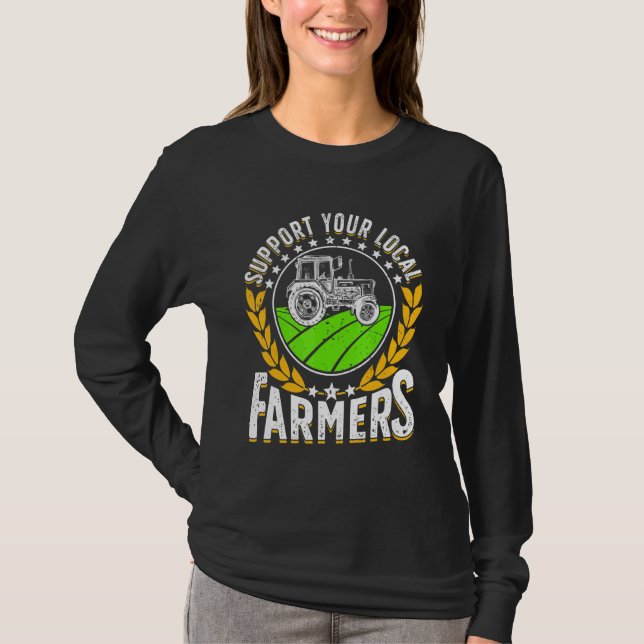 Camiseta Support Local   Farmer Retro Farming Men Women Far (Frente)