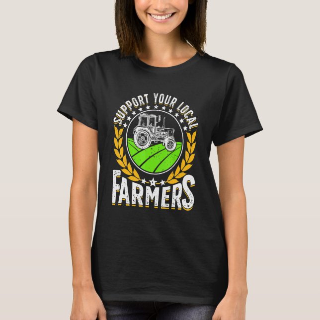 Camiseta Support Local   Farmer Retro Farming Men Women Far (Frente)