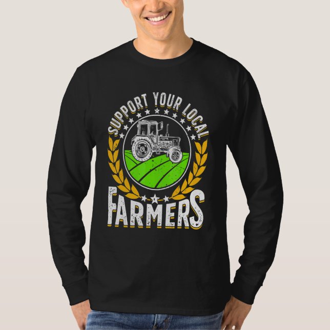 Camiseta Support Local   Farmer Retro Farming Men Women Far (Frente)