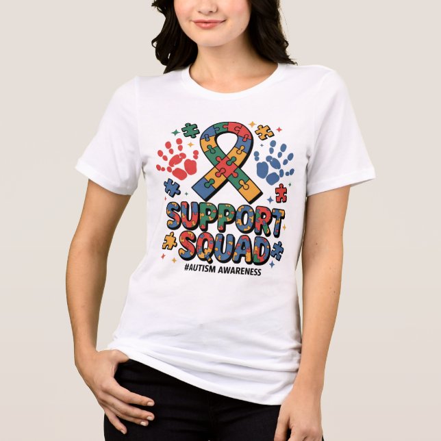 Camiseta Support Squad Autism Awareness Autistic Boy Teens  (Frente)