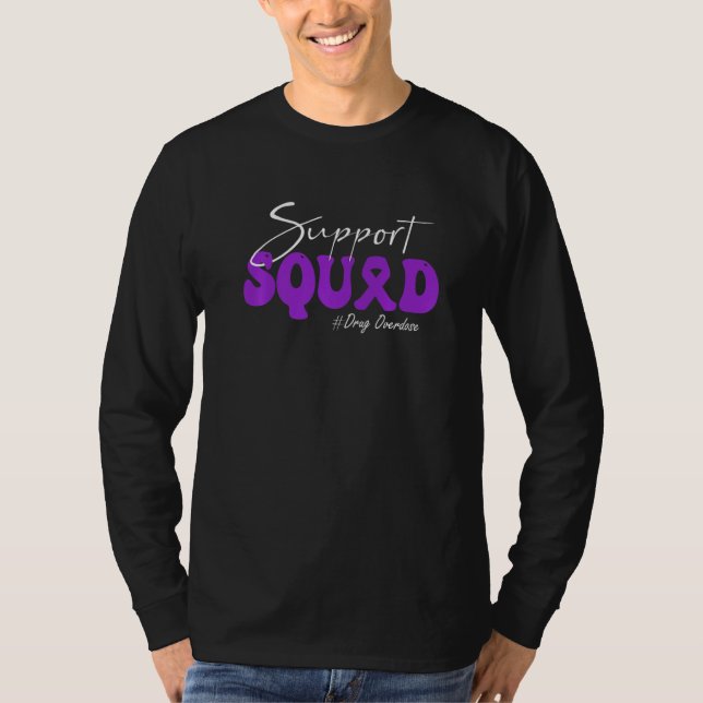 Camiseta Support Squad Drug Overdose Awareness Purple Ribbo (Frente)