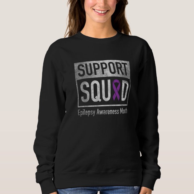 Camiseta Support Squad Epilepsy Awareness Purple Ribbon  1 (Frente)