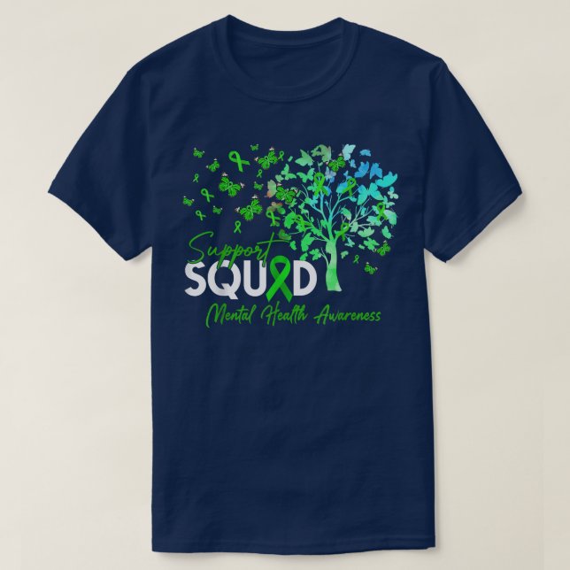 Camiseta Support Squad Fall Tree Leopard Mental Health Awar (Frente do Design)