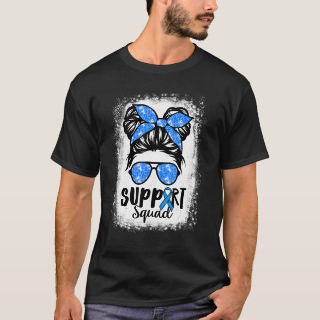 Camiseta Support Squad Messy Bun Blue Warrior Diabetes Awar (Frente)