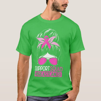 Camiseta Support Squad Messy Bun Pink Warrior Awareness