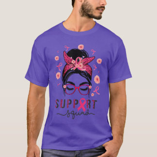 Camiseta Support Squad Messy Bun Pink Warrior Awareness 2
