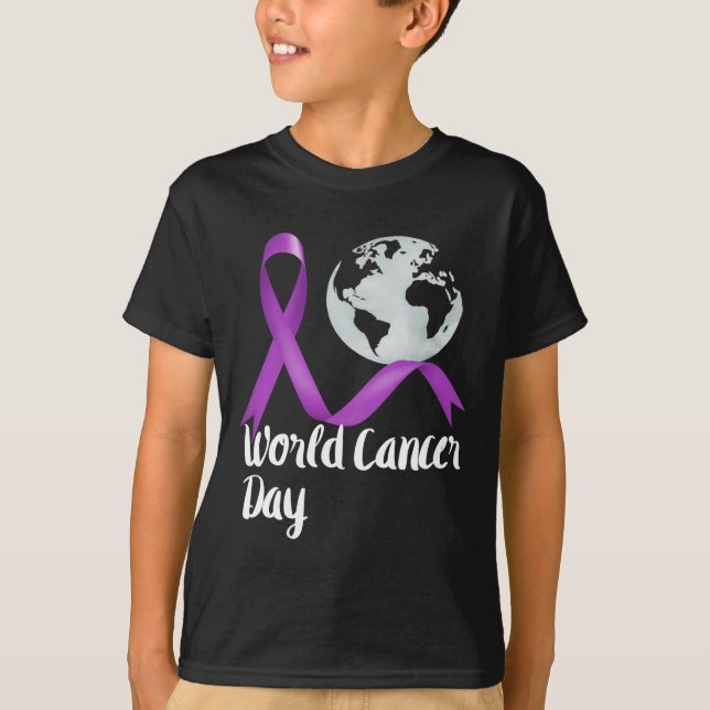 Camiseta Support World Cancer Day Lavender Graphic Kids And (Frente)