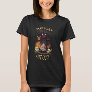 Camiseta Support Your Local Cat Cult Kawaii Occult Satanic 