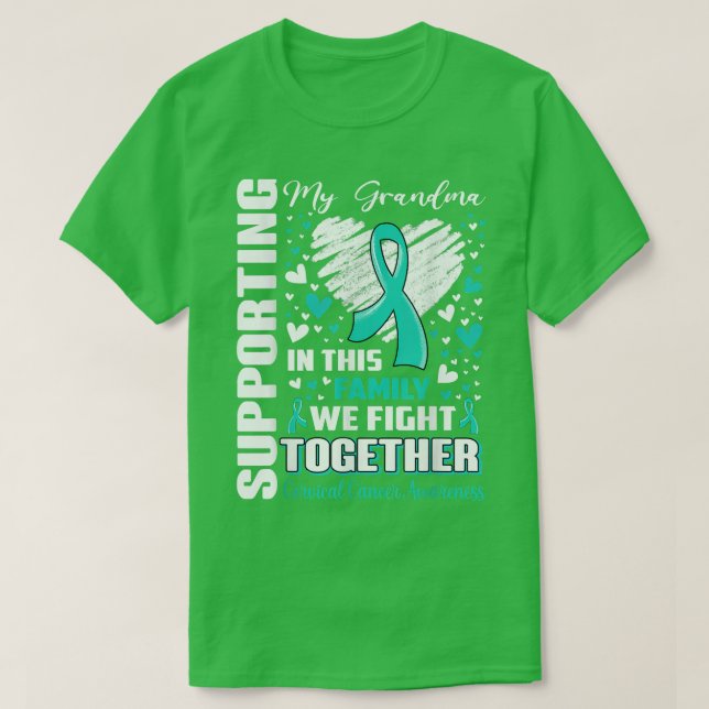 Camiseta Supporting My Grandma Cervical Cancer Awareness  (Frente do Design)