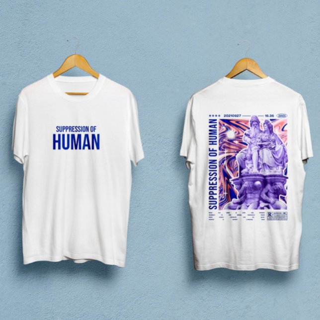 Camiseta Supressão das roupas de frente e de trás humanas (Criador carregado)