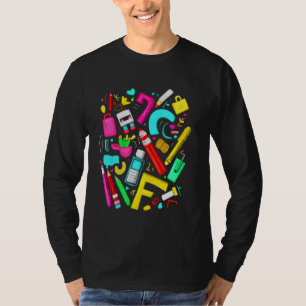 Camiseta Suprimentos de Arte Coloridos Colagem Entusiastas