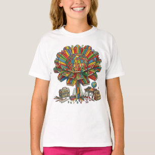 Camiseta Suprimentos Escolares Crianças Elementar Flor Prof