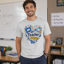 Camiseta Suprimentos Escolares de Sala de Aula para Profess