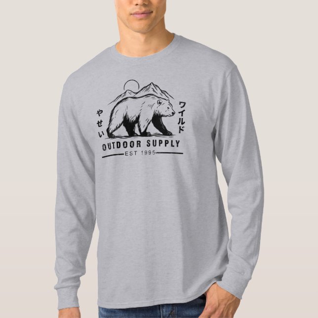 Camiseta Suprimentos externos de aventura de urso (Frente)