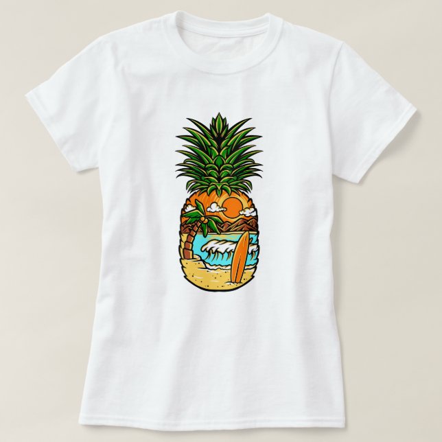 Camiseta Surf Beach PineappleT-Shirt (Frente do Design)