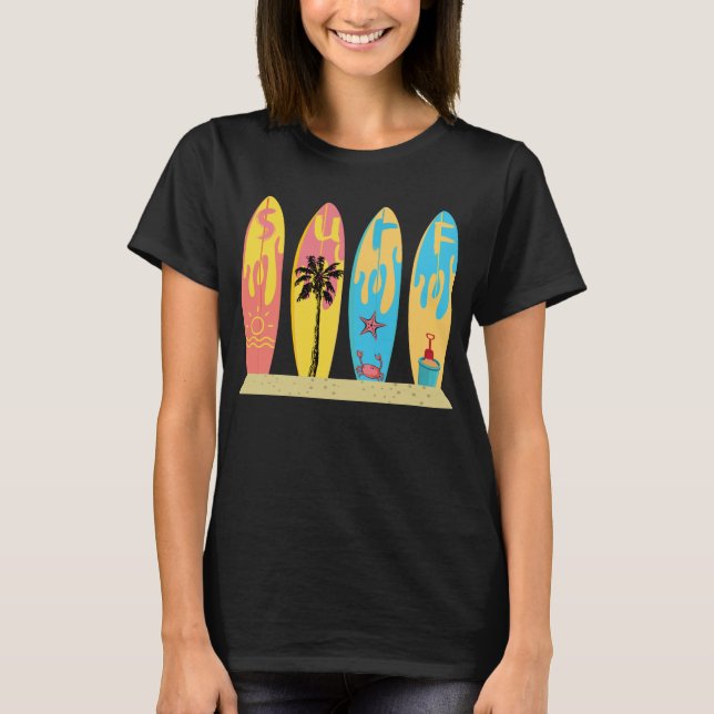 Camiseta Surf Beach Time Sea Surfing Sun & Sand Palm Trees (Frente)
