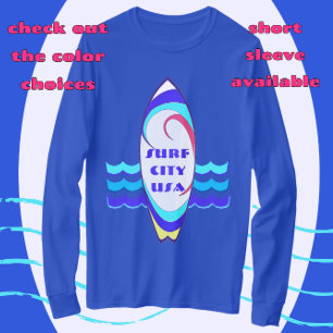 Camiseta Surf City USA Surfboard Ride the Waves T Shirt