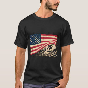 Camiseta Surf Cool Para Homens Mulheres 4 De Julho Bandeira