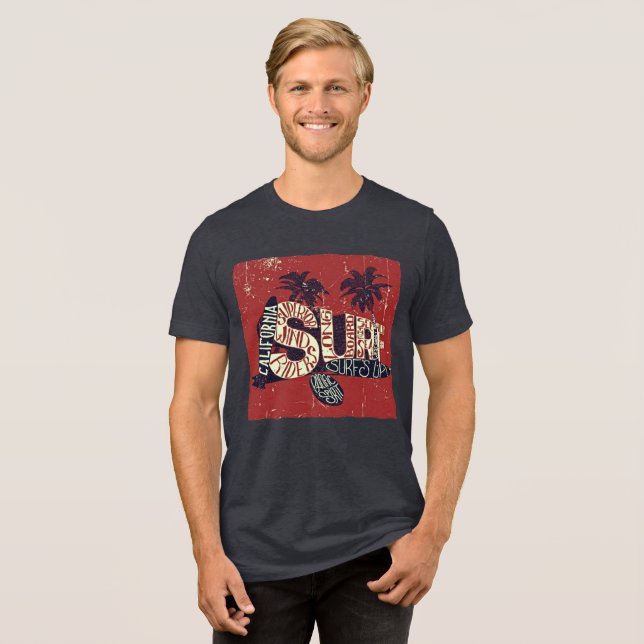 Camiseta Surf da Califórnia - Retro Tri-Blend Tee (Frente Completa)