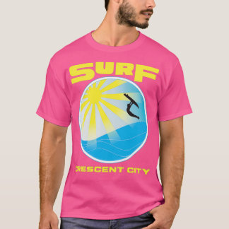 Camiseta Surf da Era do Espaço Crescente Cidade da Califórn