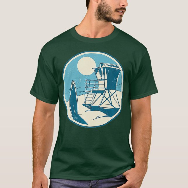 Camiseta Surf da tela de bordo traseira do Lifeguard Stand  (Frente)