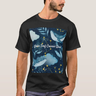 Camiseta Surf de baleias Ondas Cósmicas Constelação Azul De