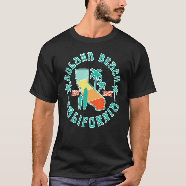 Camiseta Surf de Mapa da Califórnia na praia de Solana Féri (Frente)