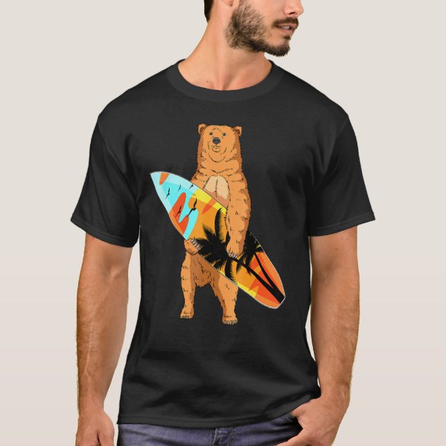 Camiseta Surf de Surf de Surfer de Bear Surfboard Beach Sum (Frente)