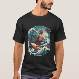 Camiseta Surf de surfista de galinha surfando Kauai no Hava
