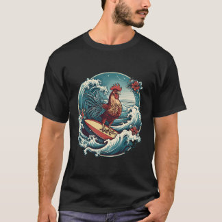 Camiseta Surf de surfista de galinha surfando Kauai no Hava