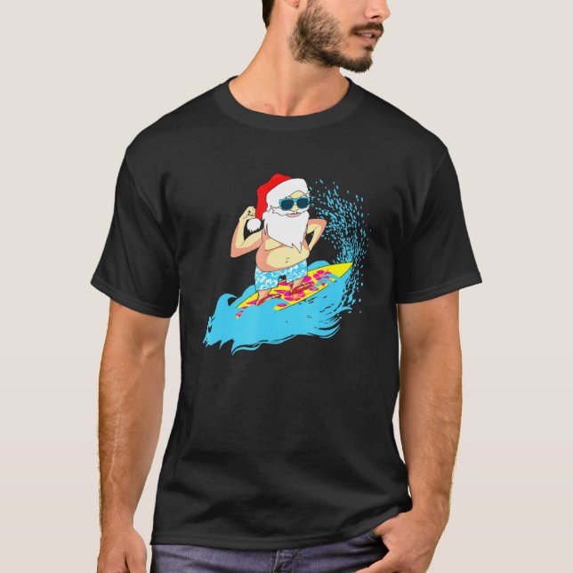 Camiseta Surf de Verão de Surfe no Havaí no Natal Santa Cla (Frente)