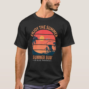 Camiseta Surf De Verão Em Paraíso Azul Aproveite O Relatóri