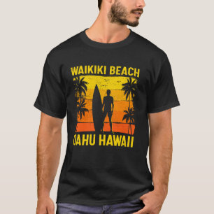 Camiseta Surf de Verão Vintage Oahu Hawaii Waikiki Surf de