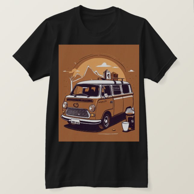 Camiseta "Surf: Feliz Van Sticker" (Frente do Design)