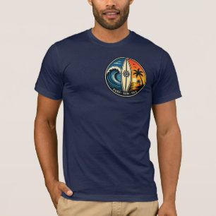 Camiseta Surf Sol Mar Crachá Vintage – Onda do Pôr do Sol d