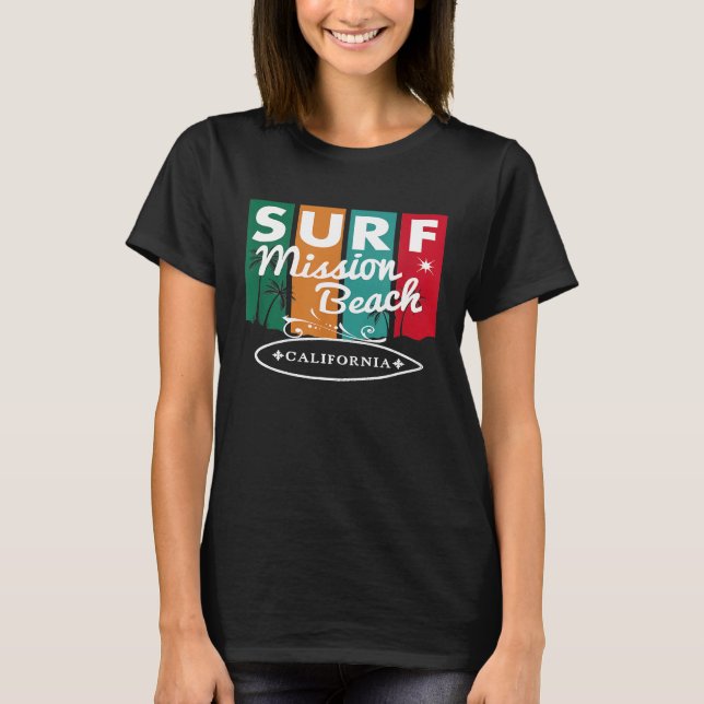 Camiseta Surf Surfboard Mission Beach California - Retro Vi (Frente)