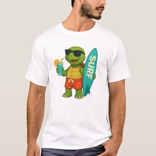 Camiseta Surf Turtle – Fun Summer Beach Cartoon (Frente)