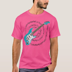 Camiseta Surf Verde Aqua Azul Violão Elétrico Espirrando Mu