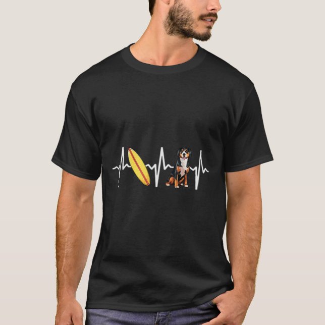 Camiseta Surfando Entlebucher Mountain Dog Batimento Cardía (Frente)