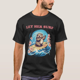 Camiseta Surfando Otter 841 Cute Engraçado Deixou-A Surf